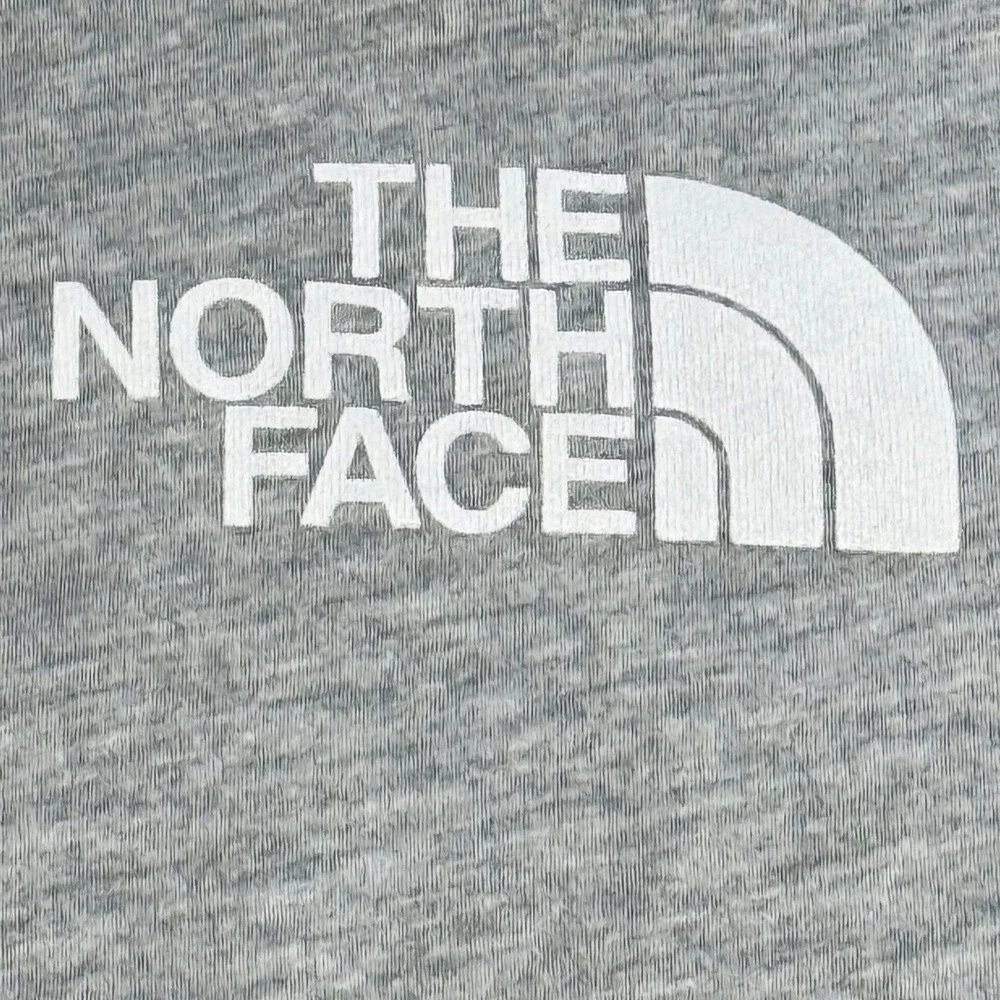 The North Face Mens Long Sleeve T-Shirt Logo Sleeve Graphic Large Grey Cotton